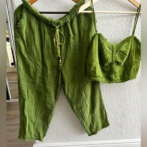 Green gauze set from Anthropologie. M. Gently loved cotton